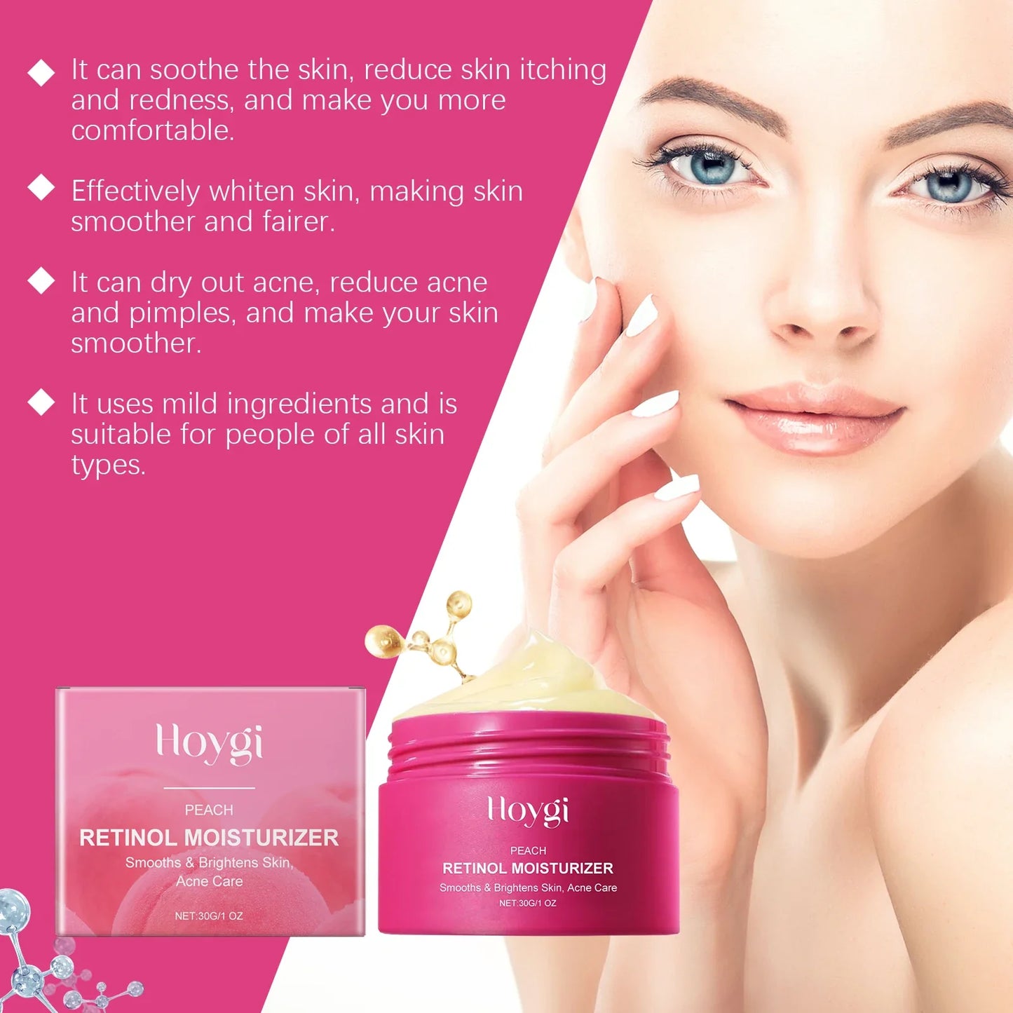 Peach Retinol Cream – Brightening, Anti-Acne & Moisturizer 30g