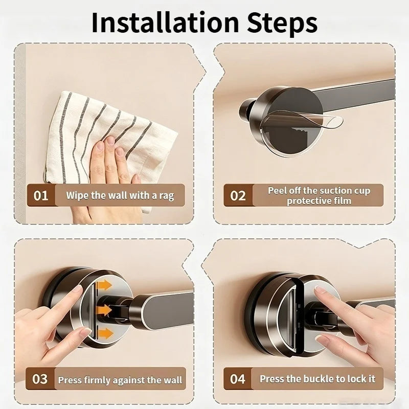 No-Drill Suction Cup Towel Bar & Wall Hook | Bath & Kitchen