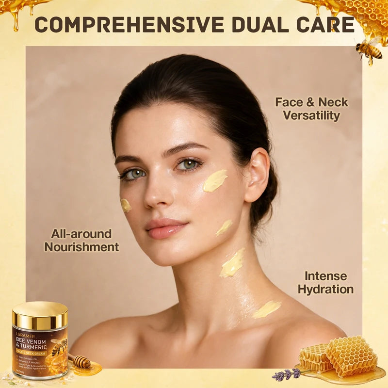 Bee Venom Facial Neck Lifting Cream Firms and Lifts Loose Skin, Smoothes Skin | Alcohol-Free, Containing Hyaluronic Acid,30g/60g Peaceful Pleasures Health and Wellness