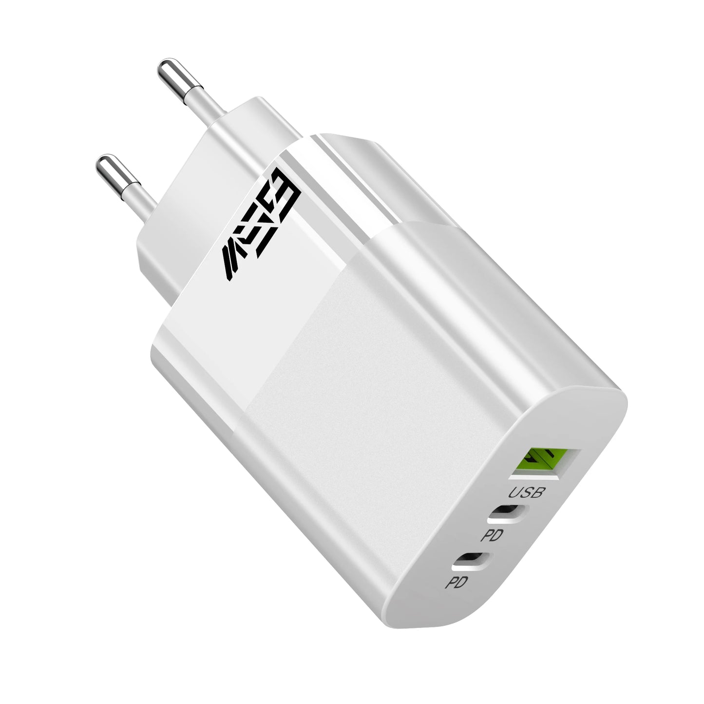 65W PD Fast Charger 3-Port USB-A Dual USB-C Wall Adapter Peaceful Pleasures Health and Wellness EU White