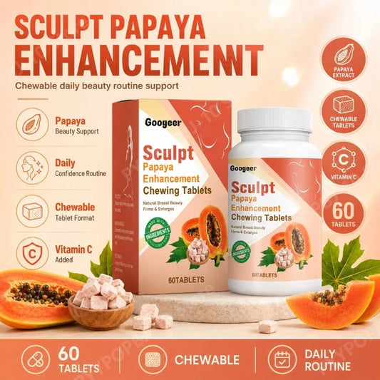 Googeer Papaya Chewing Tablets 60ct | Niacinamide & FOS Chewable Supplement Peaceful Pleasures Health and Wellness