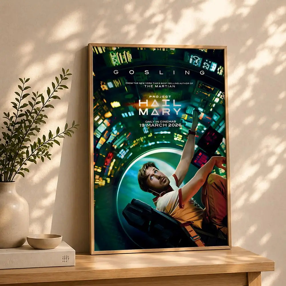 Movie-Project Hail Mary Poster HD Self Adhesive Waterproof Wall Art Ideal for Home Office Dorm Bedroom Great Gift Peaceful Pleasures Health and Wellness White14 50X70cmNoframe