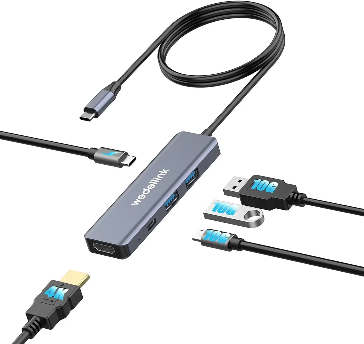 5-in-1 USB C Hub with HDMI 4K, 100W PD Fast Charging, and High-Speed Ports for Laptops and Tablets Peaceful Pleasures Health and Wellness United States
