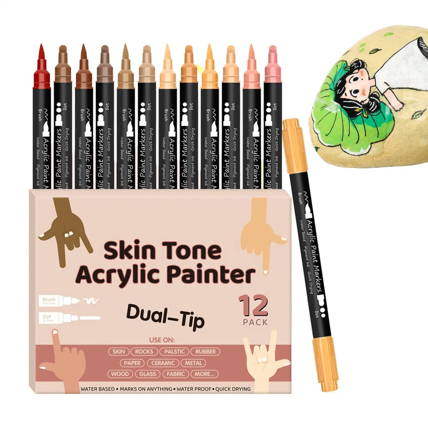 12-Pack Nail Art Pens – Waterproof Acrylic Body & Face Paint