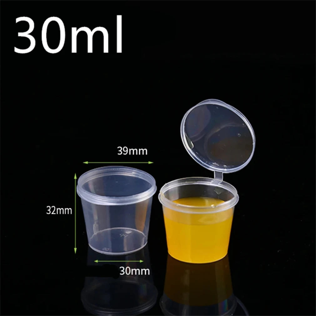 50-Pack BPA-Free Plastic Sauce Cups with Lids | 30ml 50ml 100ml