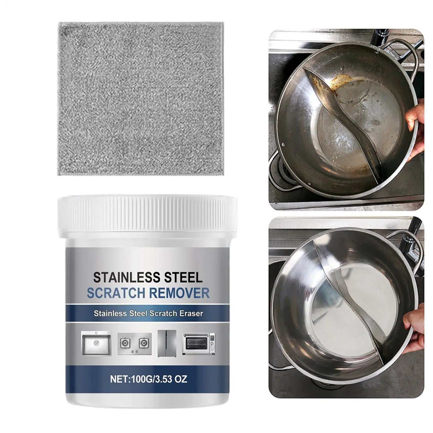 100g Stainless Steel Polish Paste – Scratch & Rust Remover Cream