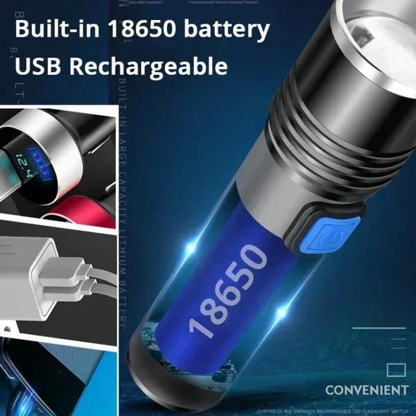 395nm UV Blacklight Flashlight | Zoomable USB Rechargeable