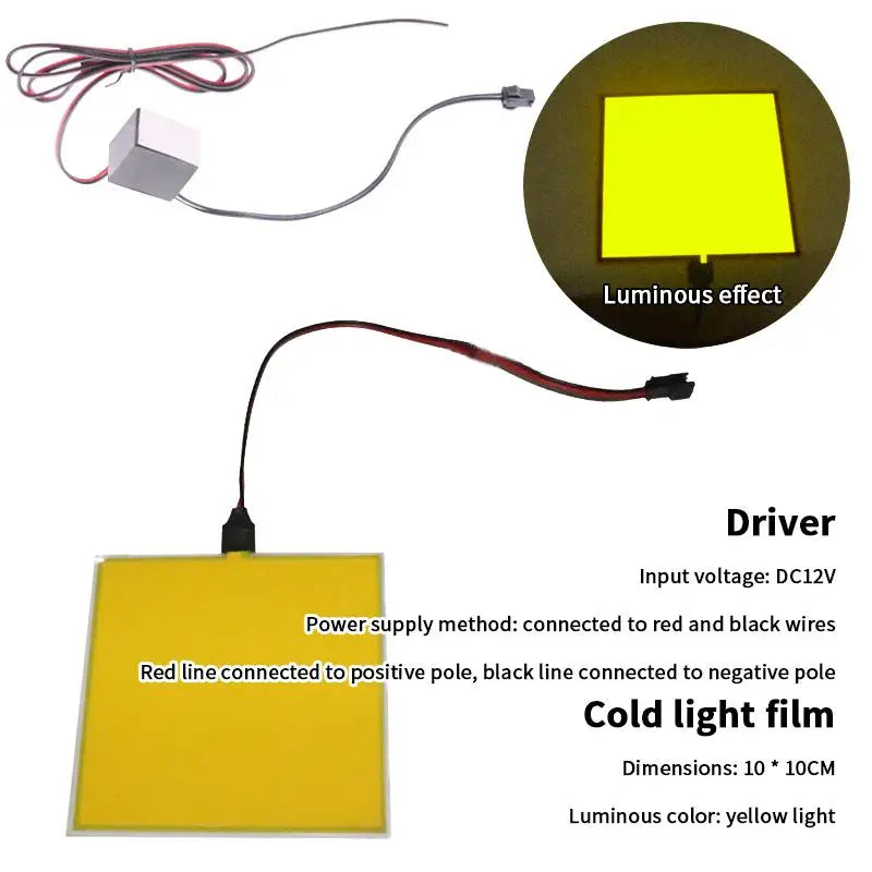 1 Piece 12V EL Flexible Electroluminescent Cold Light Source Cuttable DIY Luminous Frame Backlight Model Environmental Source Peaceful Pleasures Health and Wellness Yellow