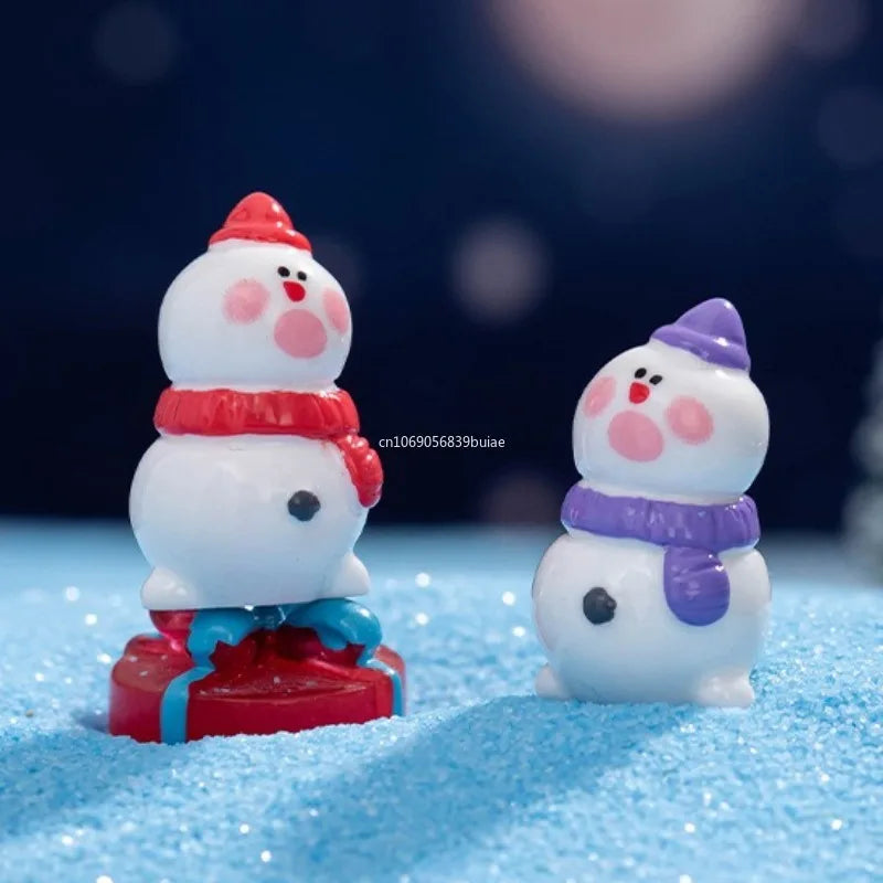 1PCS Mini Christmas Snowman Figurine Cartoon Snow Rabbit Micro Landscape Ornament Fairy Garden Home Decoration Accessories Peaceful Pleasures Health and Wellness