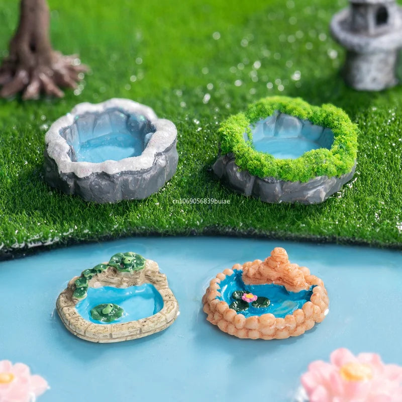Miniature Landscape Mini Pool Model DIY Miniatures Fairy Garden Decor Micros Ponds Resin Craft Ornament Potted Bonsai Decor 피규어 Peaceful Pleasures Health and Wellness