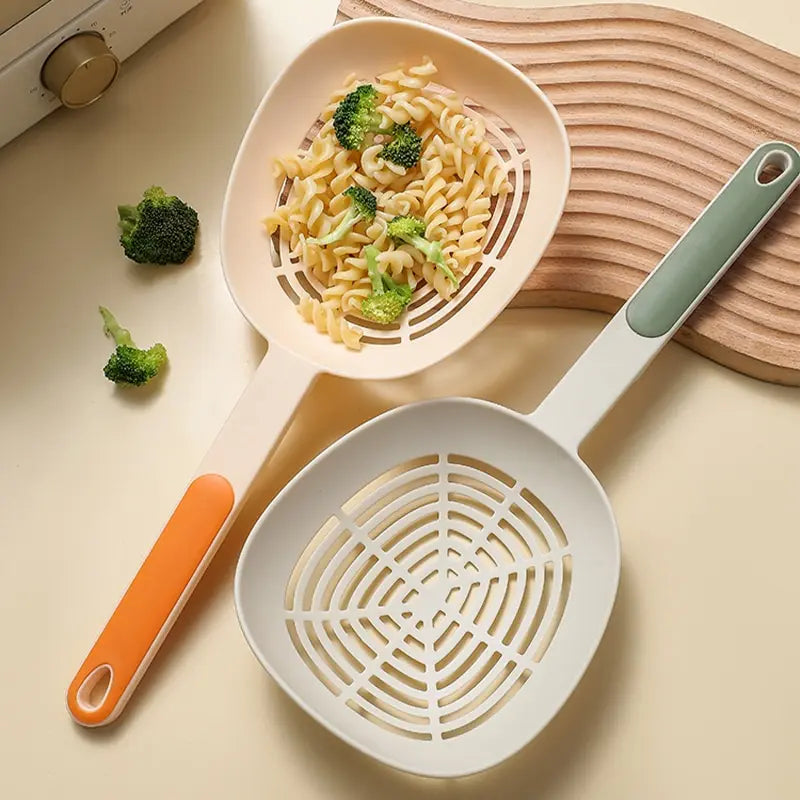 Long Handle Pasta & Noodle Strainer Spoon – Large Funnel Skimmer for Dumplings, Spaghetti & Boiled Foods