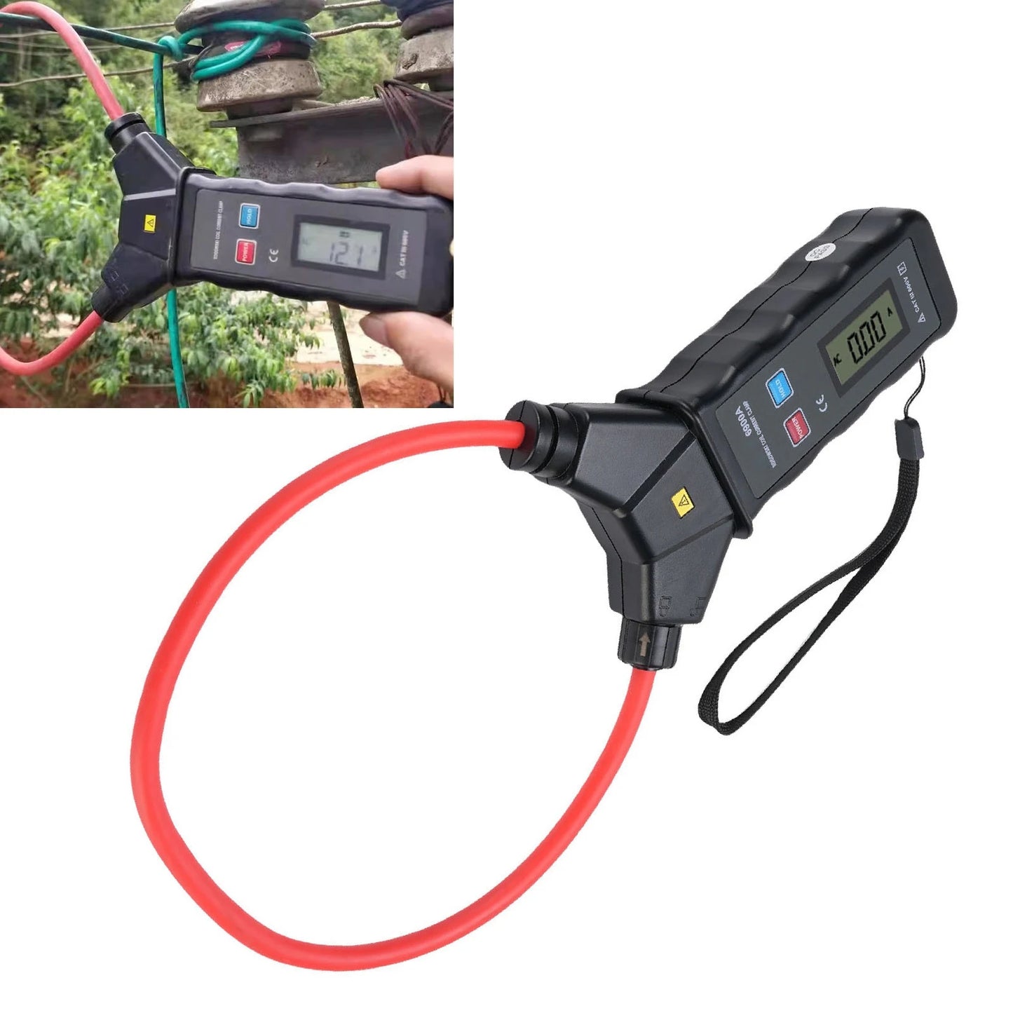 AC Current Clamp Meter Strong Anti Interference Backlit LCD Display Peak Hold Flexible Coil Current Clamp Meter for Industrial Peaceful Pleasures Health and Wellness