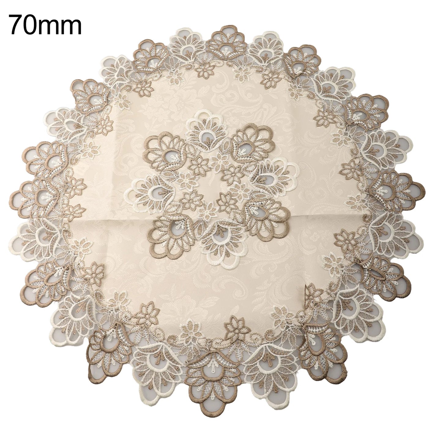Round Tablecloth Lace Floral Table Cover Dustproof Home Festival