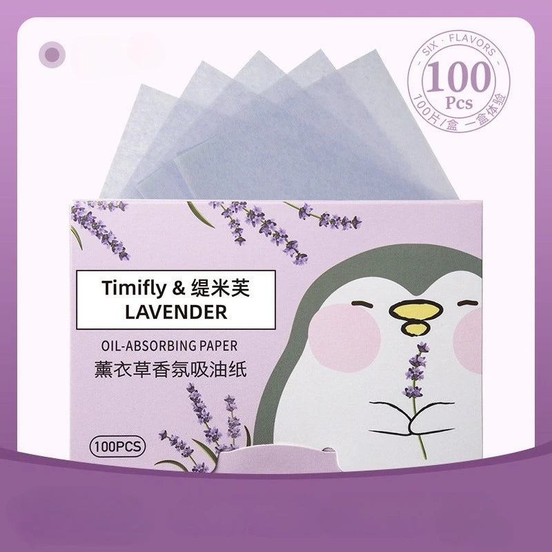 100 Pieces Fragrance Facial Oil-absorbing Paper for T-zone Oil Control Peaceful Pleasures Health and Wellness Lavender