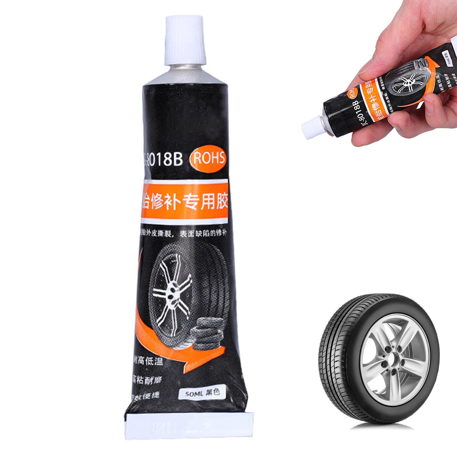 Car Rubber Tyre Repair Glue Quick Drying Formula Fast Repairs Waterproof Glue for Black Shoe Sealant Quick Dry Peaceful Pleasures Health and Wellness 50ml