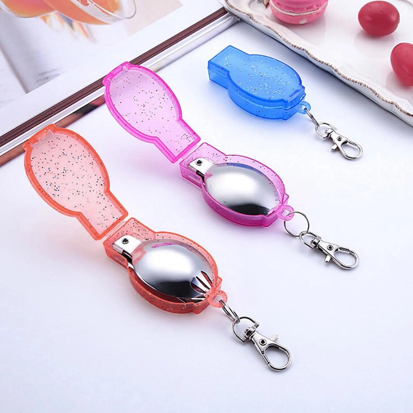 Outdoor Folding Travel Camping Utensil Stainless Pocket Spoon Fork Light Small Foldable Spoon Fork Camping Picnic Tool Tableware Peaceful Pleasures Health and Wellness