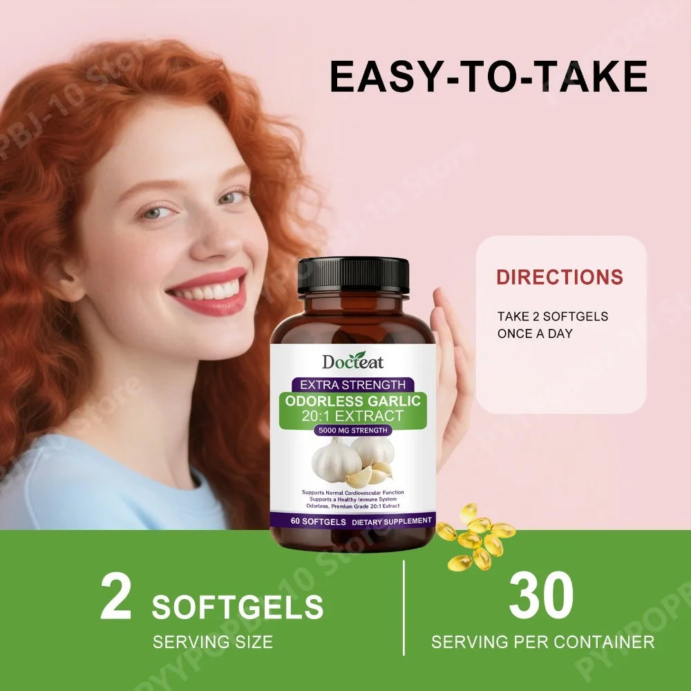 Docteat Odorless Garlic Softgels 5000mg – 60 CT Aged Garlic