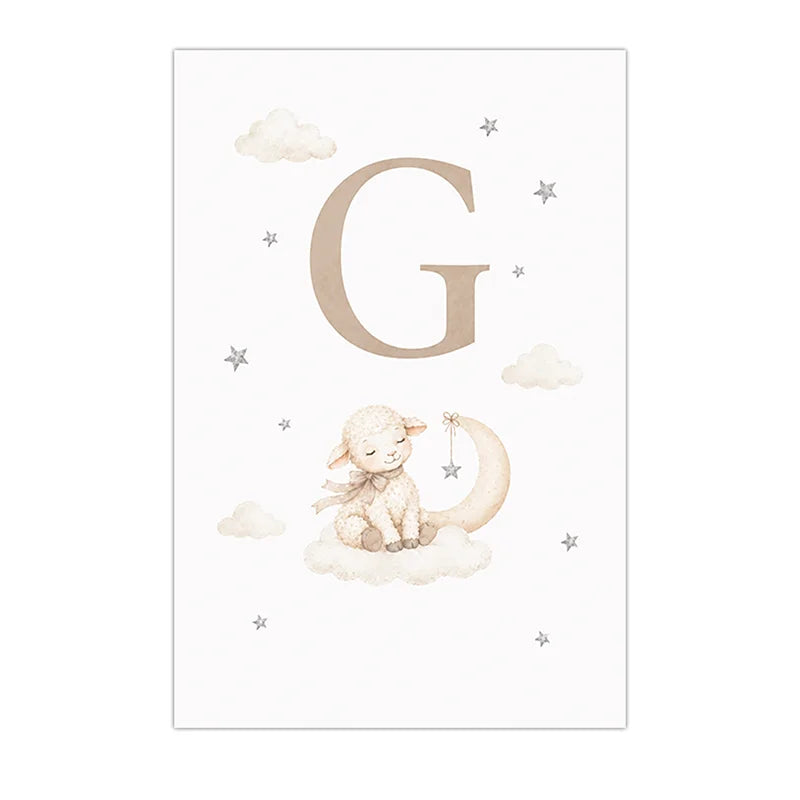 Custom Alphabet Wall Art Cute Animal Letter Canvas Painting Nursery Poster Print For Kids Room Wall Decor Peaceful Pleasures Health and Wellness G 50x70cm NoFrame China Mainland