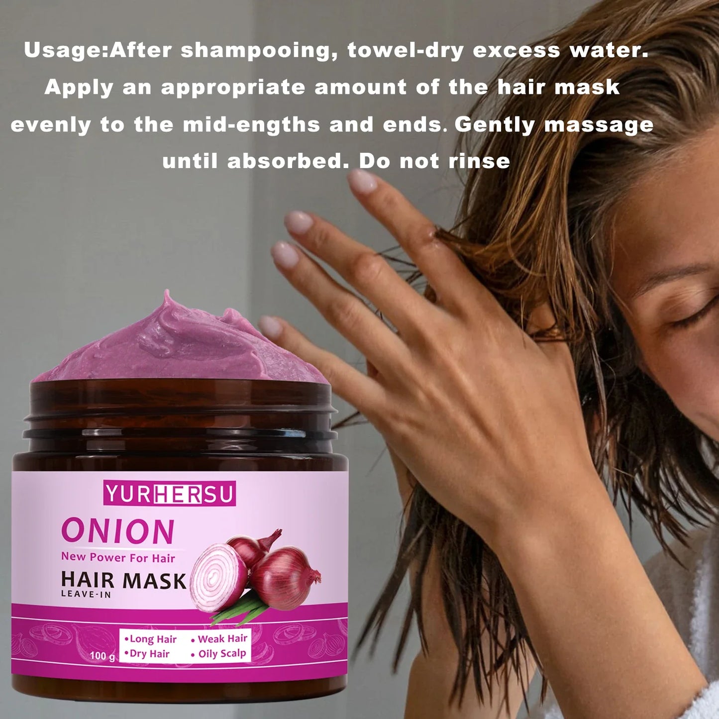 YURHERSU Onion Essence No-Rinse Hair Mask – 100g | All Hair