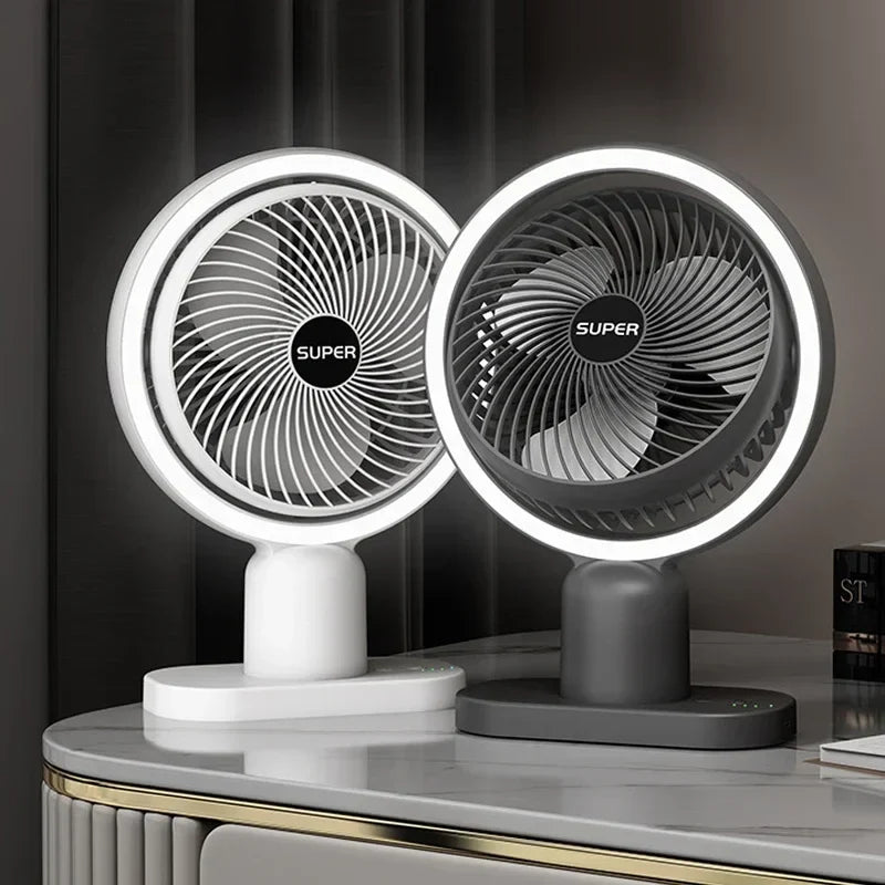 URGGU Mini USB Rechargeable Desk Fan with LED Light – 3-Speed