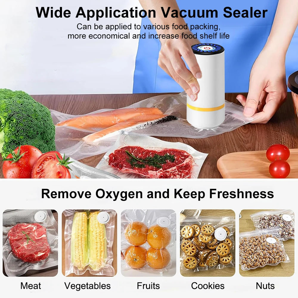 Electric Air Pump Handheld Automatic Air Pump Food Fresh-Keeping Rechargeable Vacuum Sealer with BPA-Free Vacuum Packaging Bag Peaceful Pleasures Health and Wellness