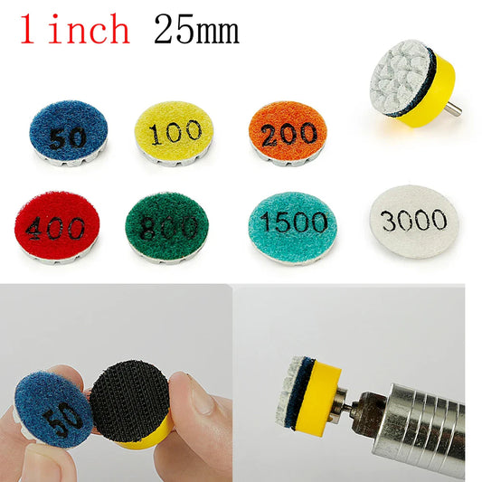 1" 25mm Wet Dry Polishing Pad – Marble Granite Concrete 7 Grits Abrasive Polishing Pad Oasis Select
