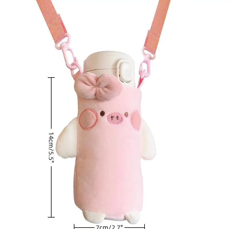 Plush Cartoon Water Bottle Cover – Insulated Portable Sleeve