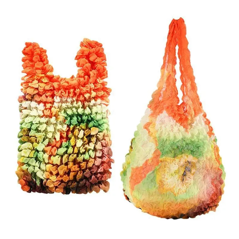 Pleated Foldable Shopping Bag – Large Capacity Stretch Handbag