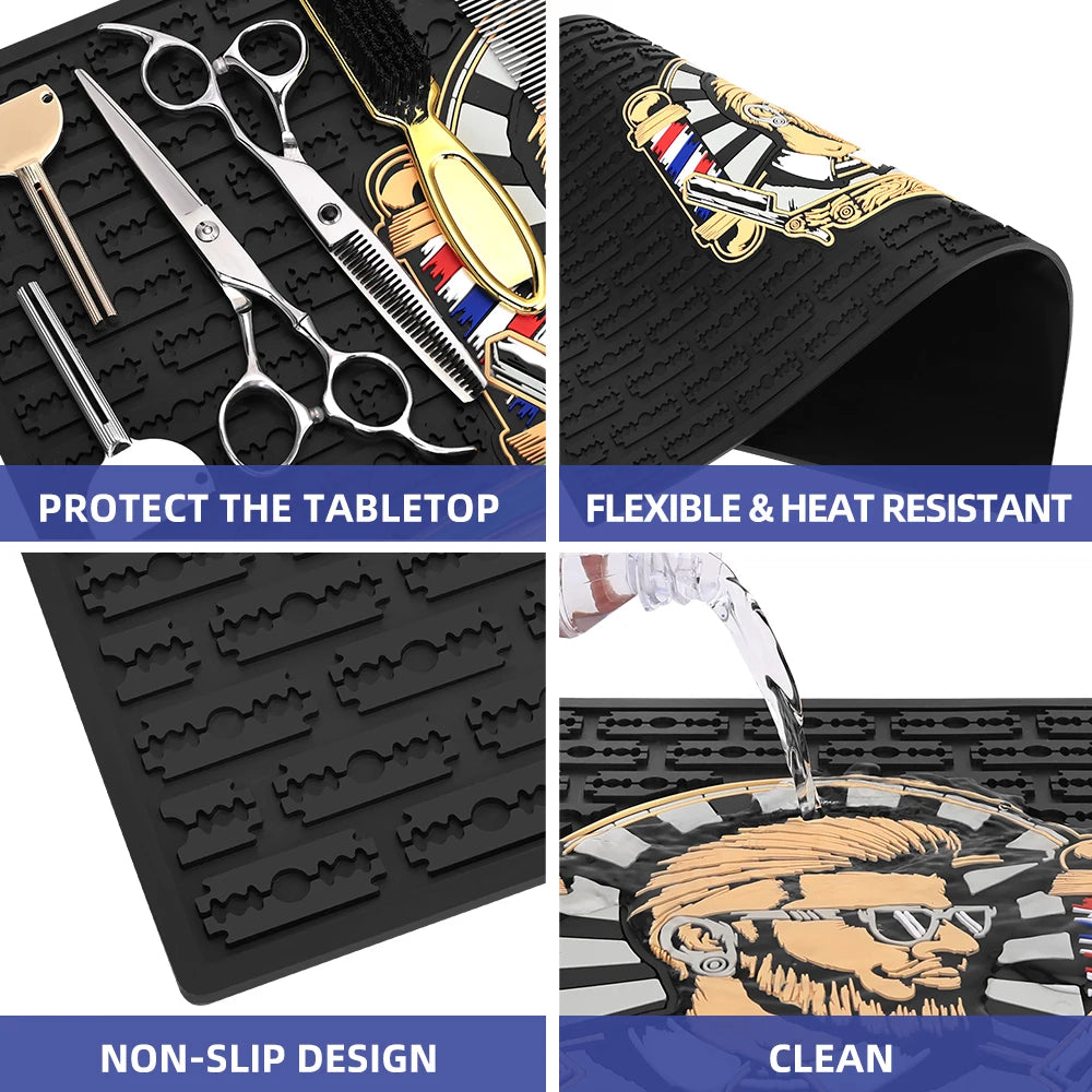 Hairdressing Tool Storage Mat Non-Slip PVC Barber Mat Hair Clippers Combs and Salon Equipment - Essential Hair Salon Accessories Peaceful Pleasures Health and Wellness
