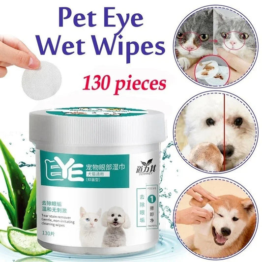 Pet Eye & Ear Wipes 130 Pack – Tear Stain Remover Dogs Cats Pet Grooming Wipes Peaceful Pleasures Health and Wellness Default Title