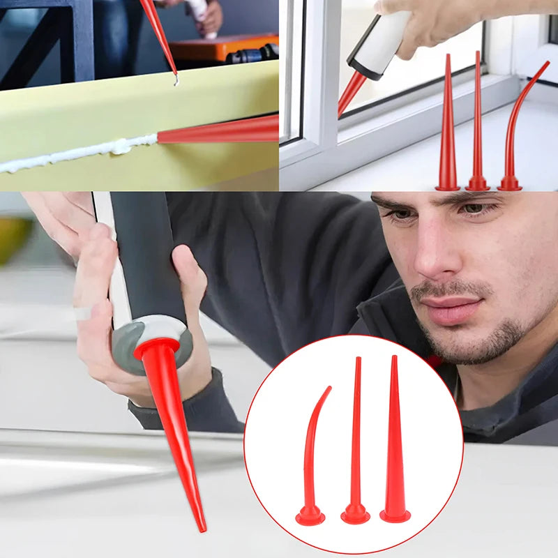 1/2/3sets Eco-friendly ABS Plastic Caulking Nozzle Applicator Sausage Caulking Extension Tool Camber/Long Caulking Nozzle Set Peaceful Pleasures Health and Wellness