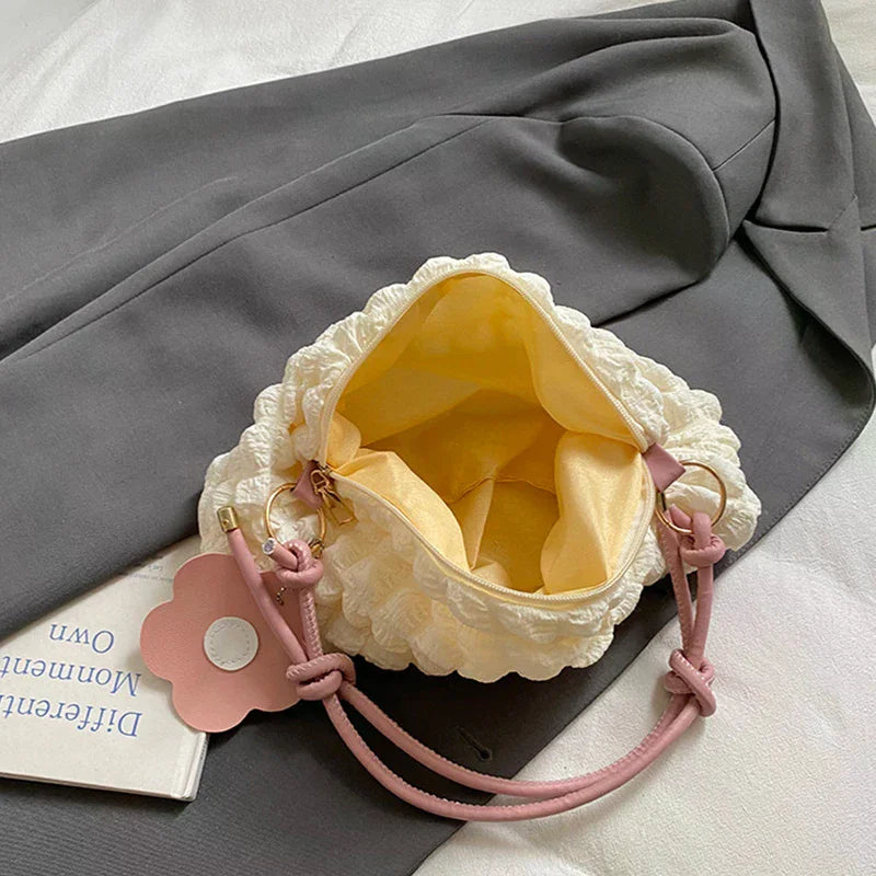 Women's Pleated Bubble Shoulder Bag – Y2K Casual Tote Purse