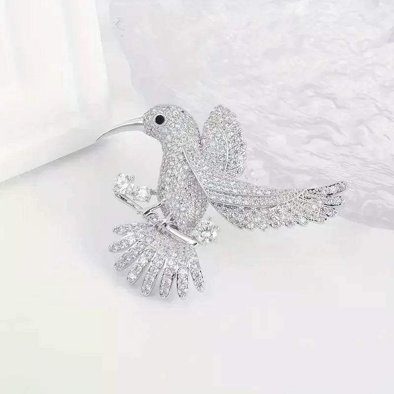 Rhinestone Hummingbird Brooch for Women – Shiny Alloy Pin Fashion Brooch Pin Peaceful Pleasures Health and Wellness
