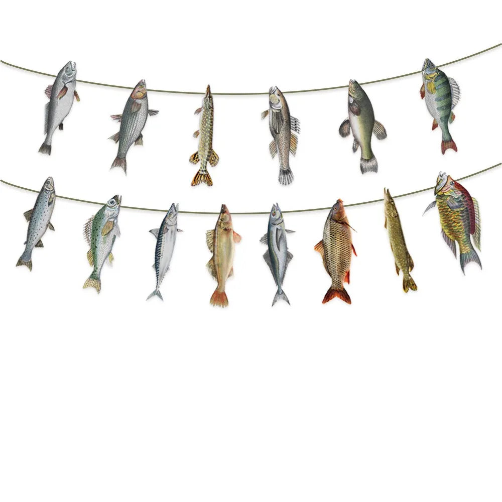 Colorful Fishing Hanging Banner – Paper Fish Garland Decor