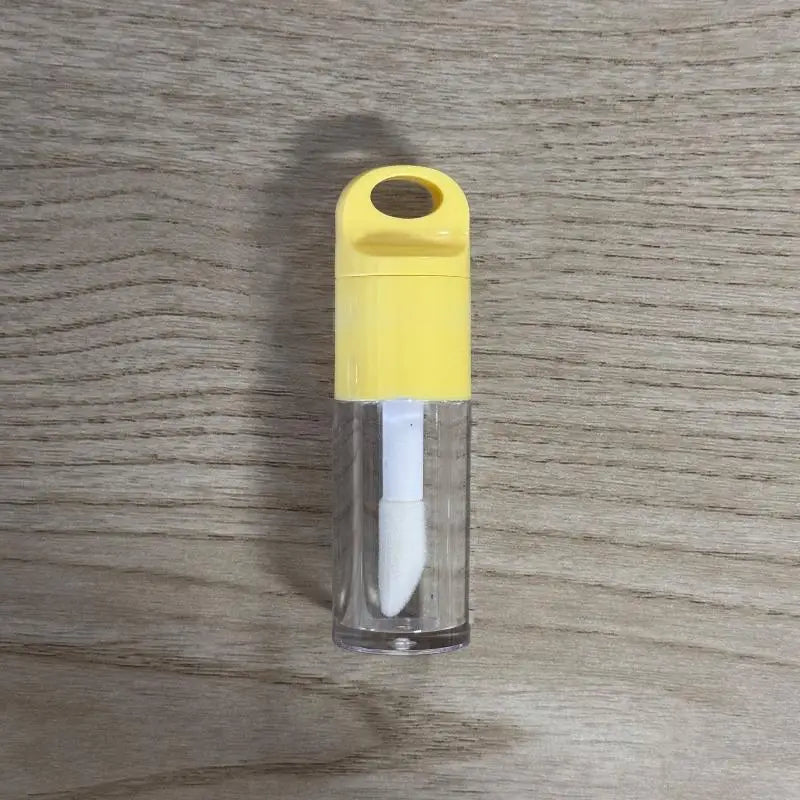 1Pcs Cute Big Brush Wand Transparent 4ml Lip Gloss Tube Plastic Round Empty Lip Gloss Container Peaceful Pleasures Health and Wellness Yellow