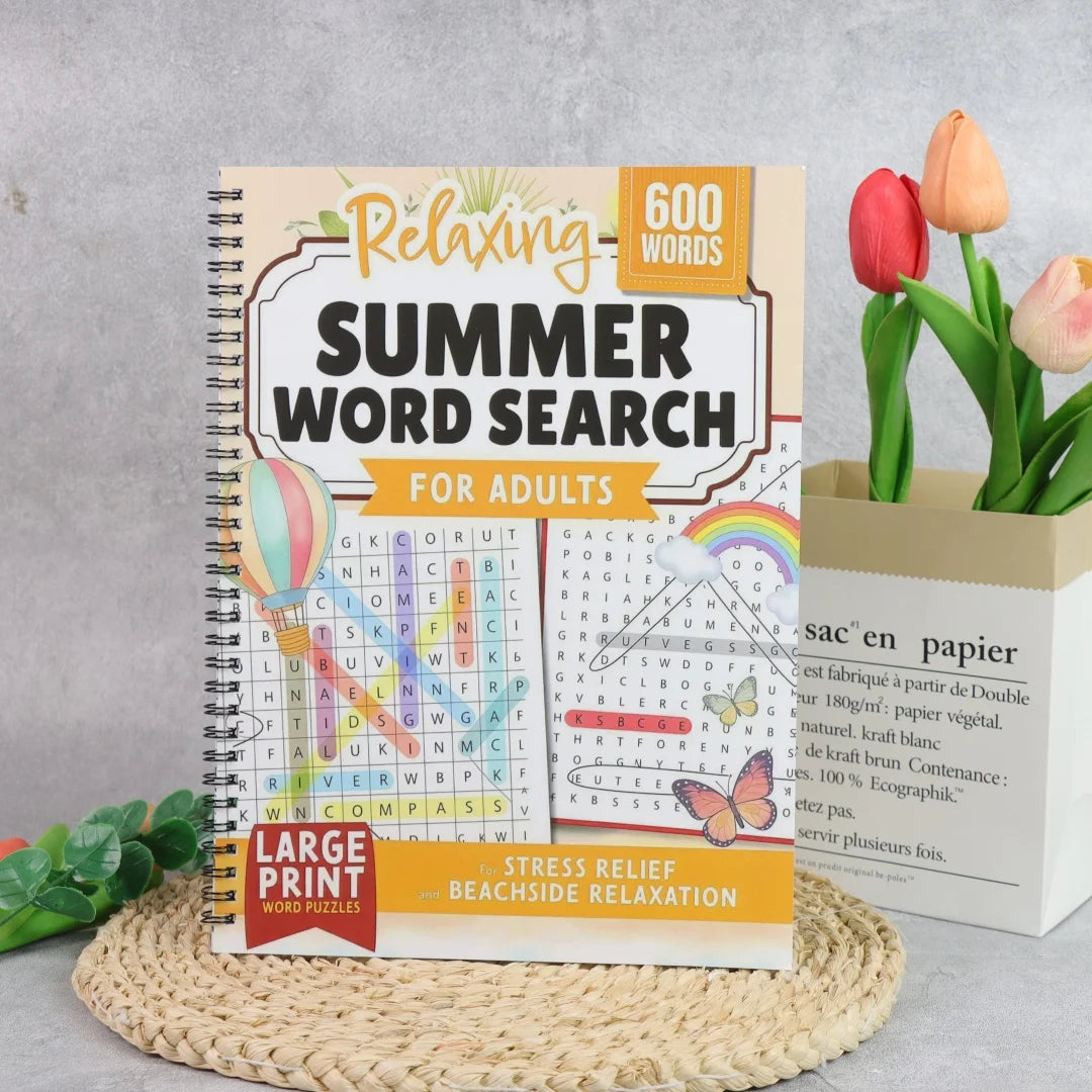 A4 Large Print Summer Word Search Book 600 Words Puzzles Adults
