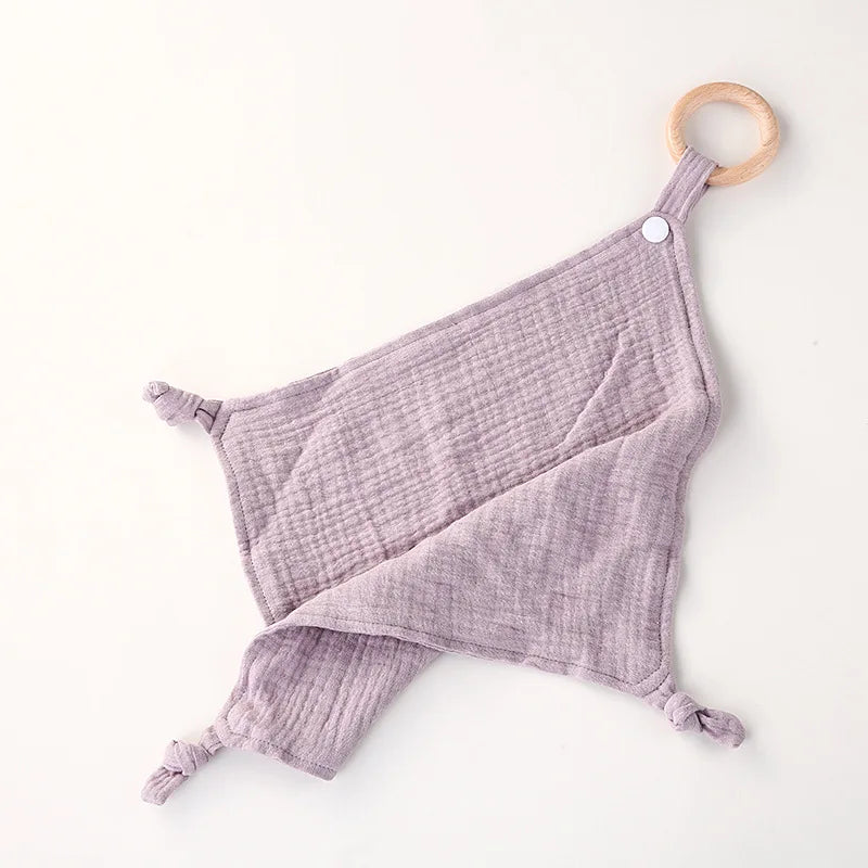 Wooden Ring Baby Drool Bib & Burp Cloth – Soft Cotton Washcloth