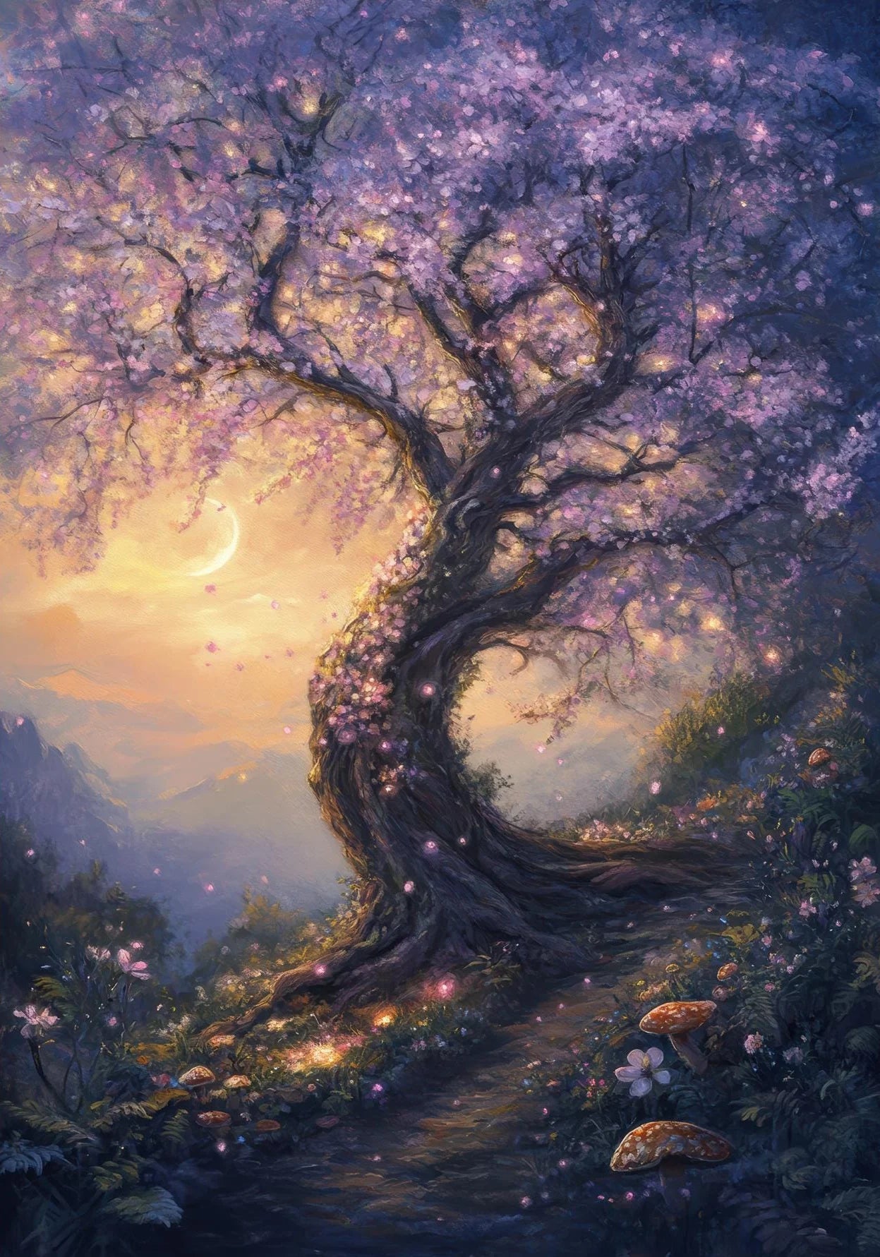 Fairy Enchanted Woodland Canvas Wall Art | Fantasy Forest Poster Canvas Wall Art Peaceful Pleasures Health and Wellness 1 40x50cm Unframed