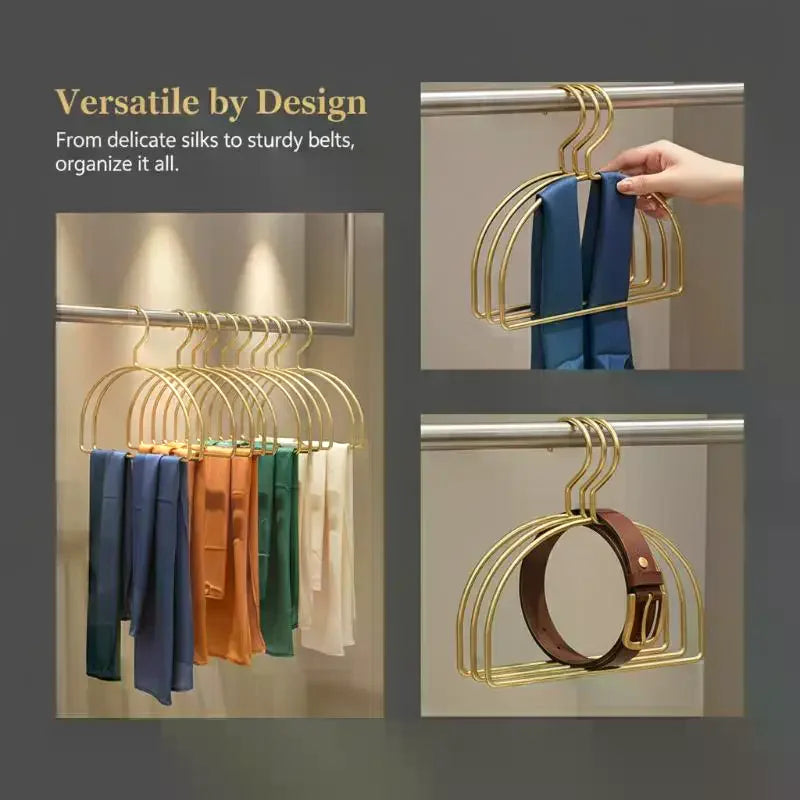 5-Pack Gold Half Round Scarf Hangers | Closet Organizer Scarf Hanger Organizer Peaceful Pleasures Health and Wellness