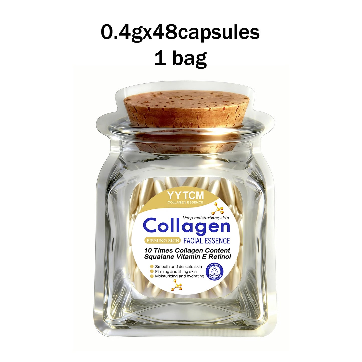 Collagen Firming Capsule Essence Moisturizes Hydrates And Smooths The Skin. With Squalane, Retinol 18/30/48/60/90/180 Capsules Peaceful Pleasures Health and Wellness 1bag 48capsules