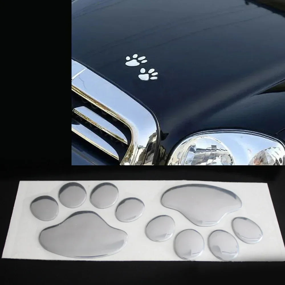 2PCS Car Sticker Cool Design Paw 3D Animal Dog Cat Bear Foot Prints Footprint Decal Car Stickers Silver Gold Auto Accessories Peaceful Pleasures Health and Wellness