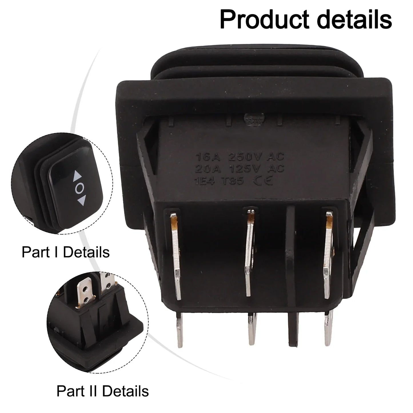 6-Pin Momentary DPDT Polarity Reverse Rocker Switch ON-OFF-ON
