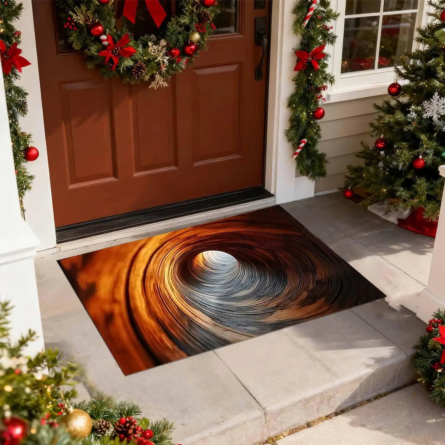 Bathroom Rug Abstract Non Slip Absorbent 3D Hole Optical Illusion Area Rug For Bedroom Study Guesthouse Front Door Sofa Side Peaceful Pleasures Health and Wellness