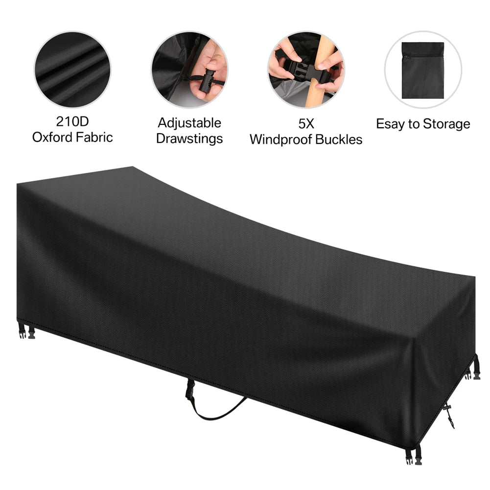 Waterproof Chaise Lounge Cover | Outdoor Patio Furniture Protector