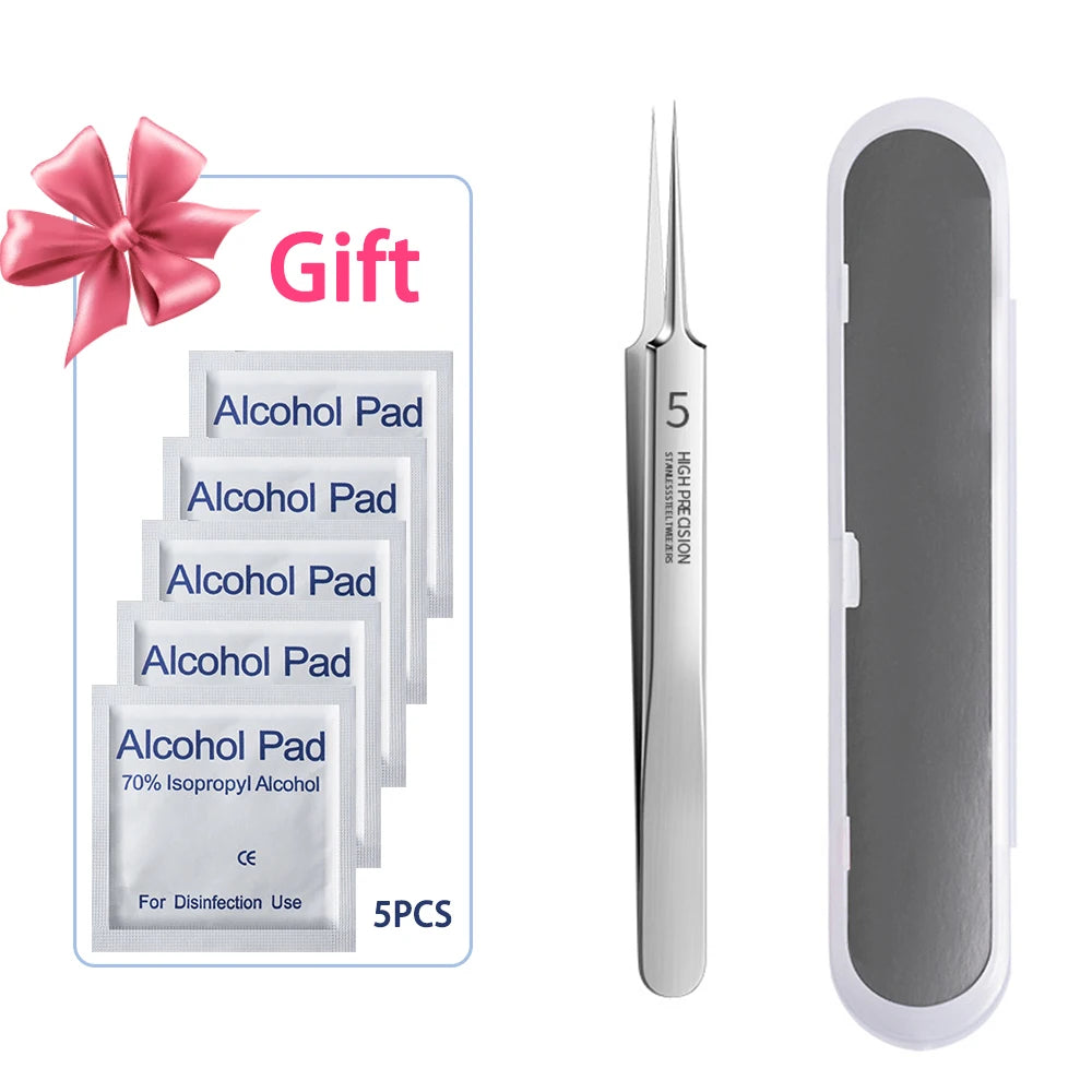 German Ultra-fine No. 5 Cell Pimples Blackhead Clip Tweezers Beauty Salon Special Facial Pore Cleaning Acne Wart Skin Care Tools Peaceful Pleasures Health and Wellness Straight with box