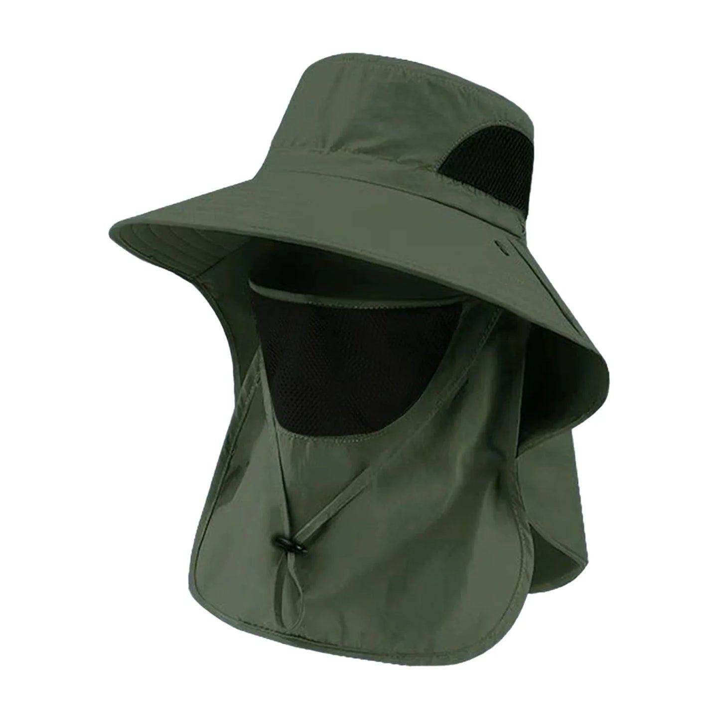 Women's Bucket Hat with Neck Cover Outdoor UV Sun Protection Wide Brim Hats for Pool Park Vacation Camping Peaceful Pleasures Health and Wellness Army Green