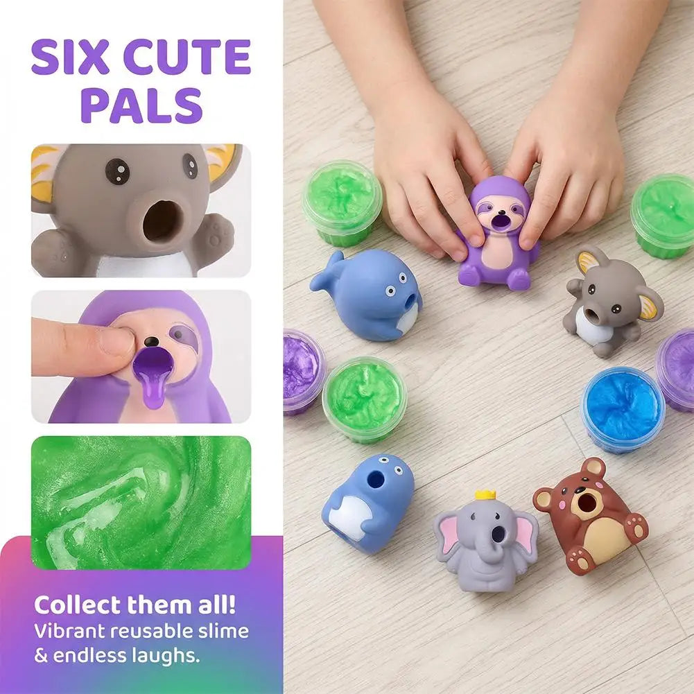 Funny Animal Toy Slime Vomiting Goo Sensory Stress Relief PVC Squeaky