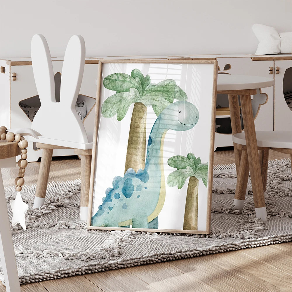 3pcs Personalized Name Cartoon dinosaur Wall Art Print Picture Canvas Poster Painting Living Room Children's Room Home Decor Peaceful Pleasures Health and Wellness