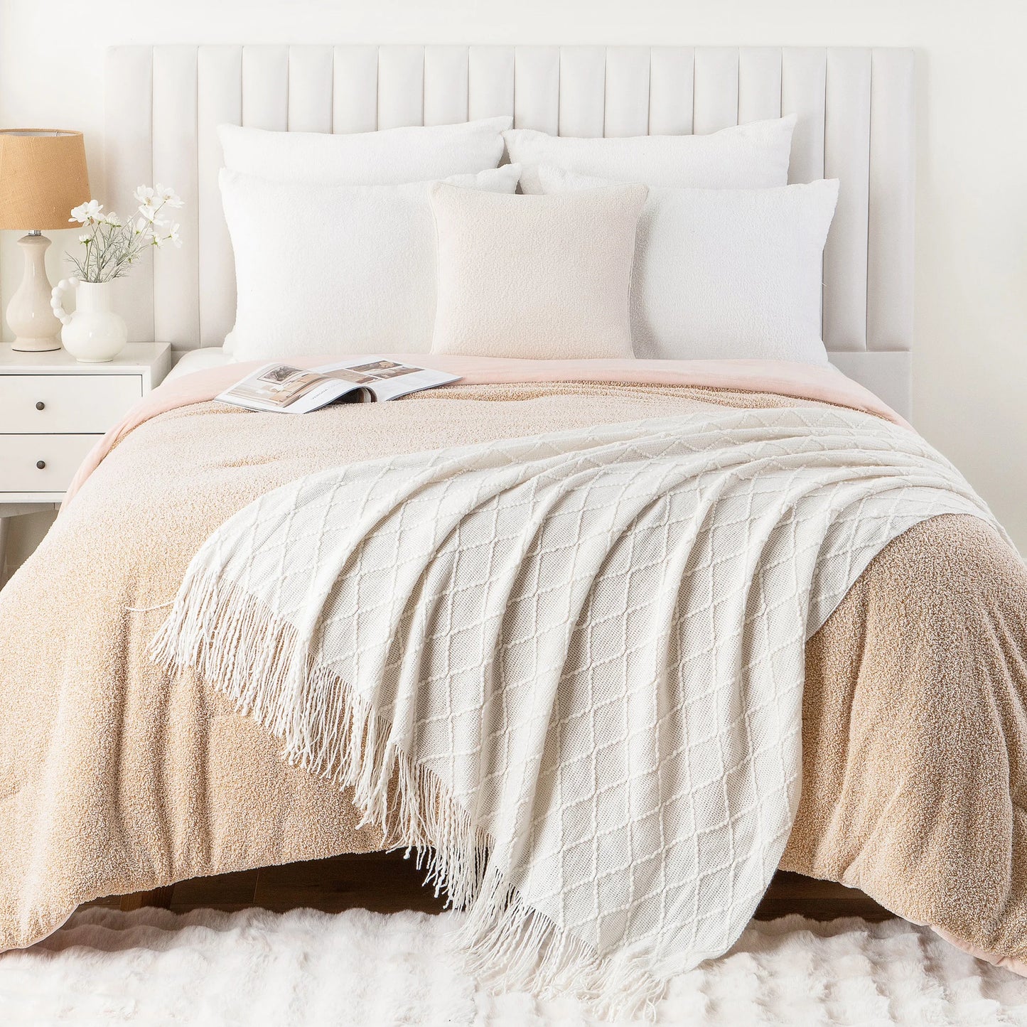Battilo Plaid Knitted Throw Blanket Soft Woven Throws Sofa Blanket Bedspread On The Bed Green Decorative Blankets Spring Decor Peaceful Pleasures Health and Wellness