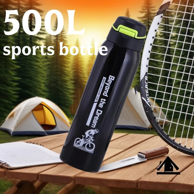Stainless Steel Thermos Bottle Ideal for Outdoor Activities, Cycling Sports Keep Hot or Cold Easy to Carry Durable Water Bottle Peaceful Pleasures Health and Wellness